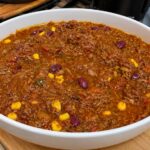 Chili Con Carne met runderribstuk uit de Crockpot Express.